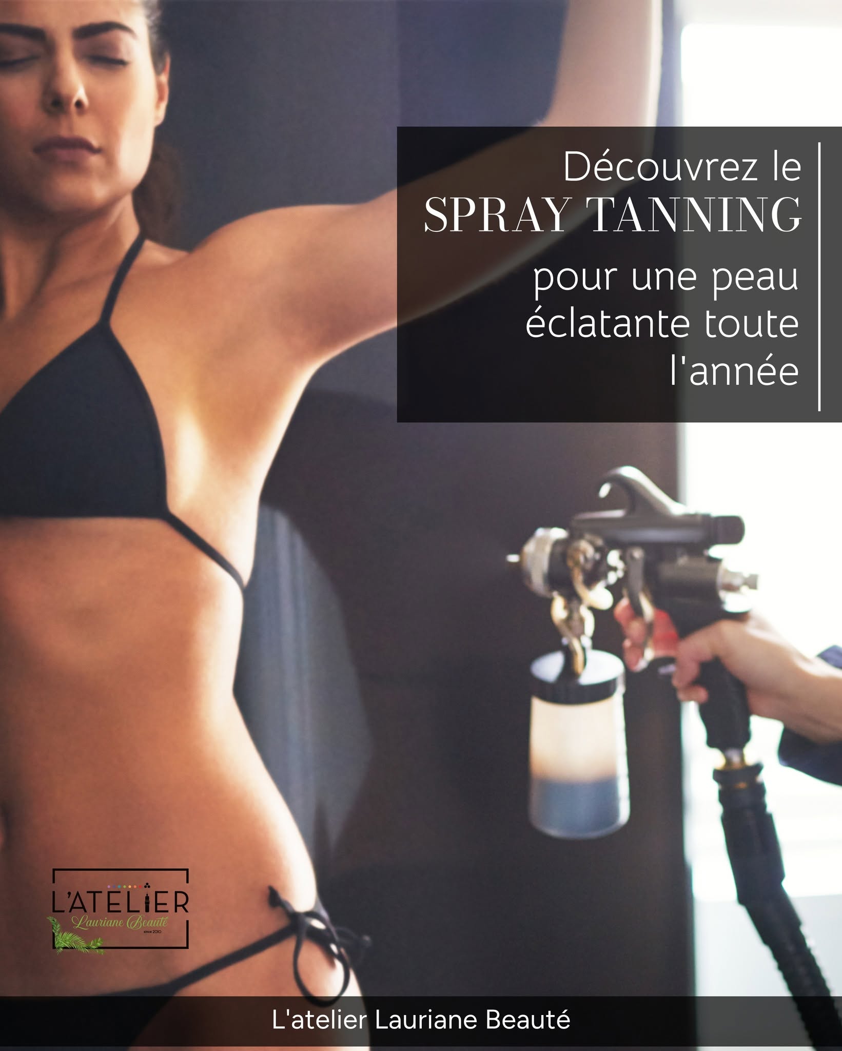 Application d’une brumisation auto-bronzante au pistolet