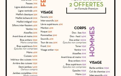 Nos tarifs épilation laser
