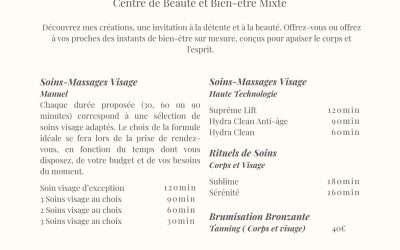 Notre nouvelle carte de soins avec un nouveau look!