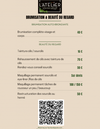Tarifs brumisation beauté du regard